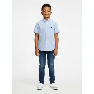 Polo Ralph Lauren Button Up Shirt Boys Large (14/16) Short Sleeve Blue Preppy